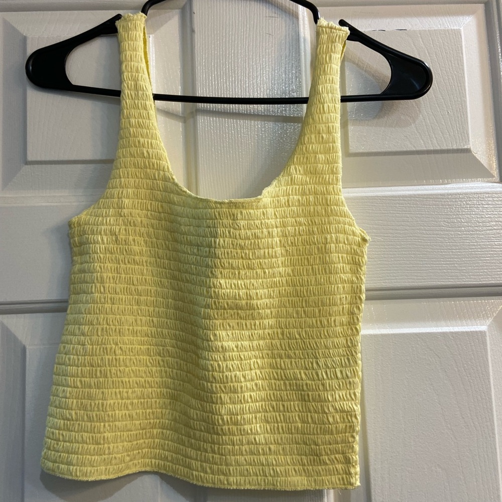 Forever 21 Yellow Smocked Tank Top